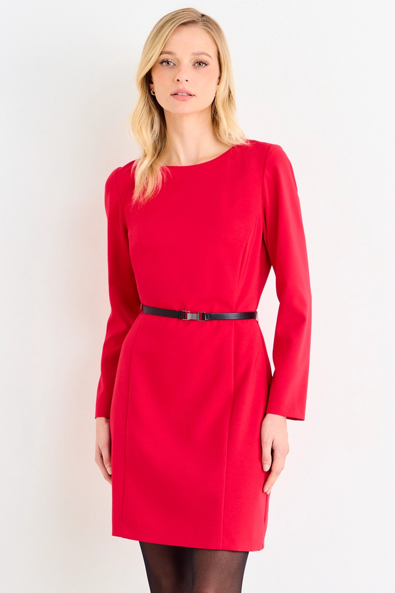 VESTIDO FORMAL BASICO ROJO MUJER ASH - 1