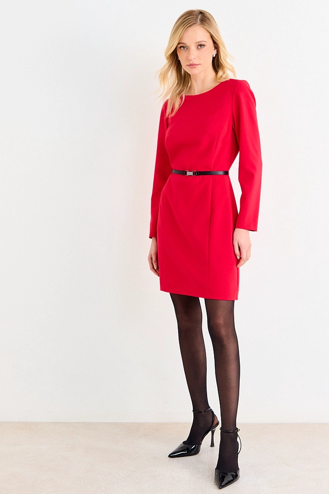 VESTIDO FORMAL BASICO ROJO MUJER ASH - 4