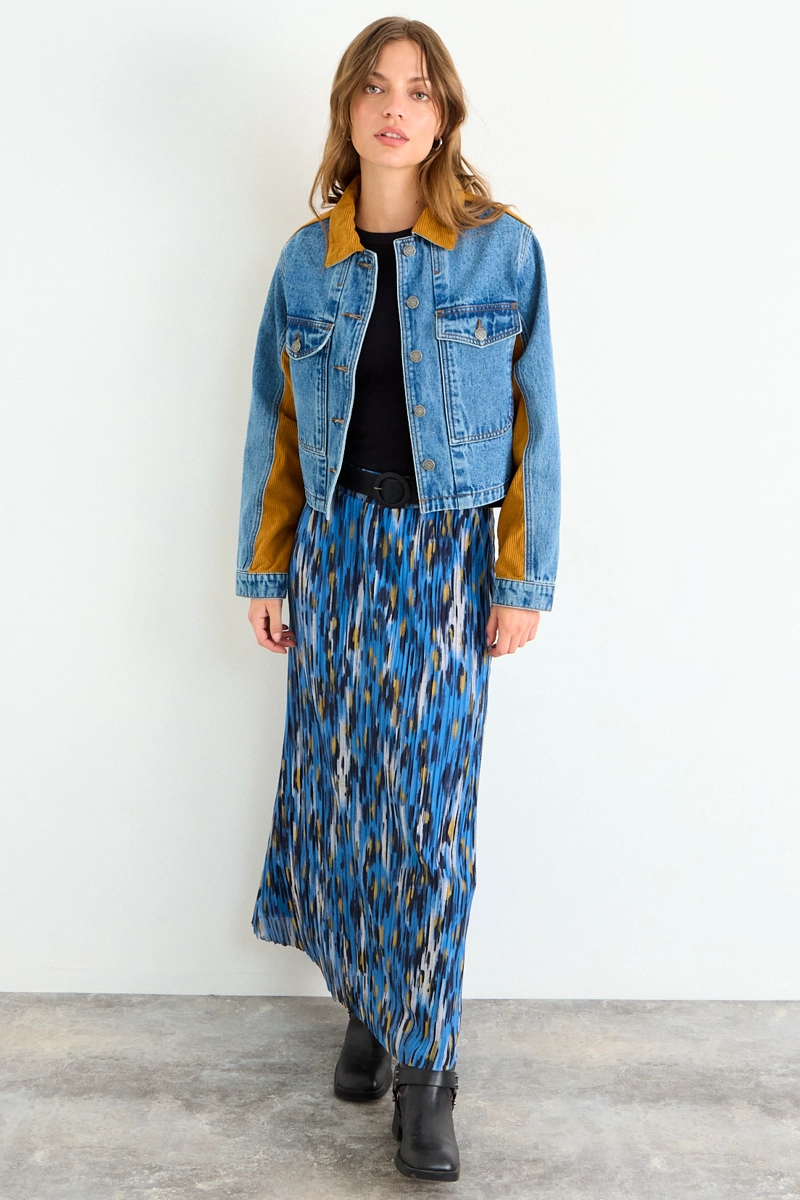 CHAQUETA DENIM COTELE CELESTE MUJER IO - 4