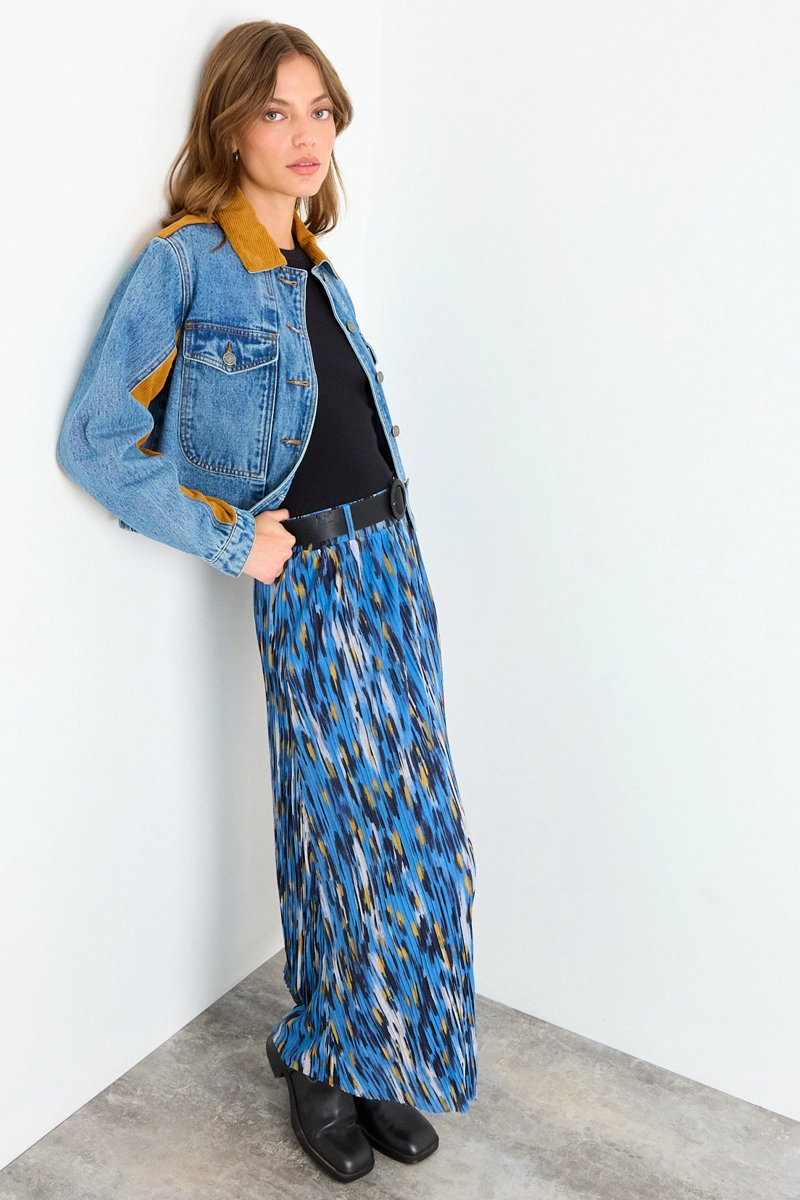 CHAQUETA DENIM COTELE CELESTE MUJER IO - 5