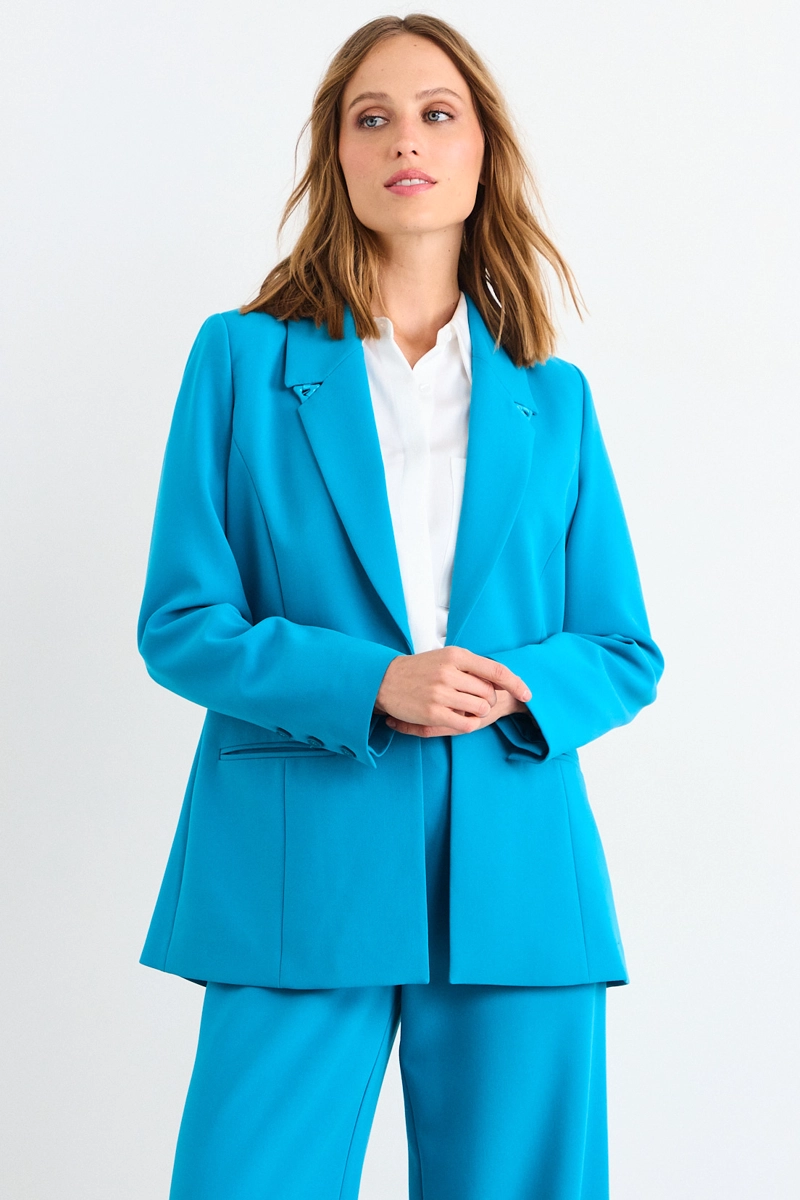 BLAZER LISO CELESTE MUJER IO - 1