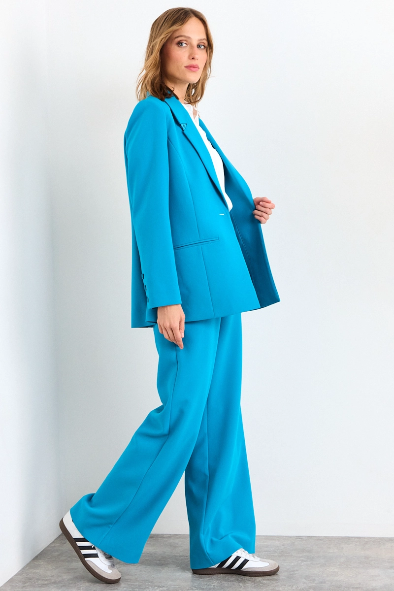 BLAZER LISO CELESTE MUJER IO - 5