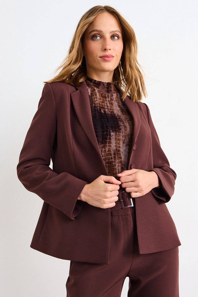 BLAZER LISO CAFE  MUJER IO - 1