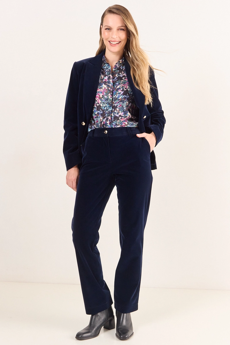 PANTALON TERCIOPELO AZUL MUJER MAGRIFFE - 1