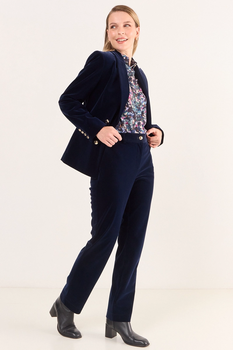 PANTALON TERCIOPELO AZUL MUJER MAGRIFFE - 5