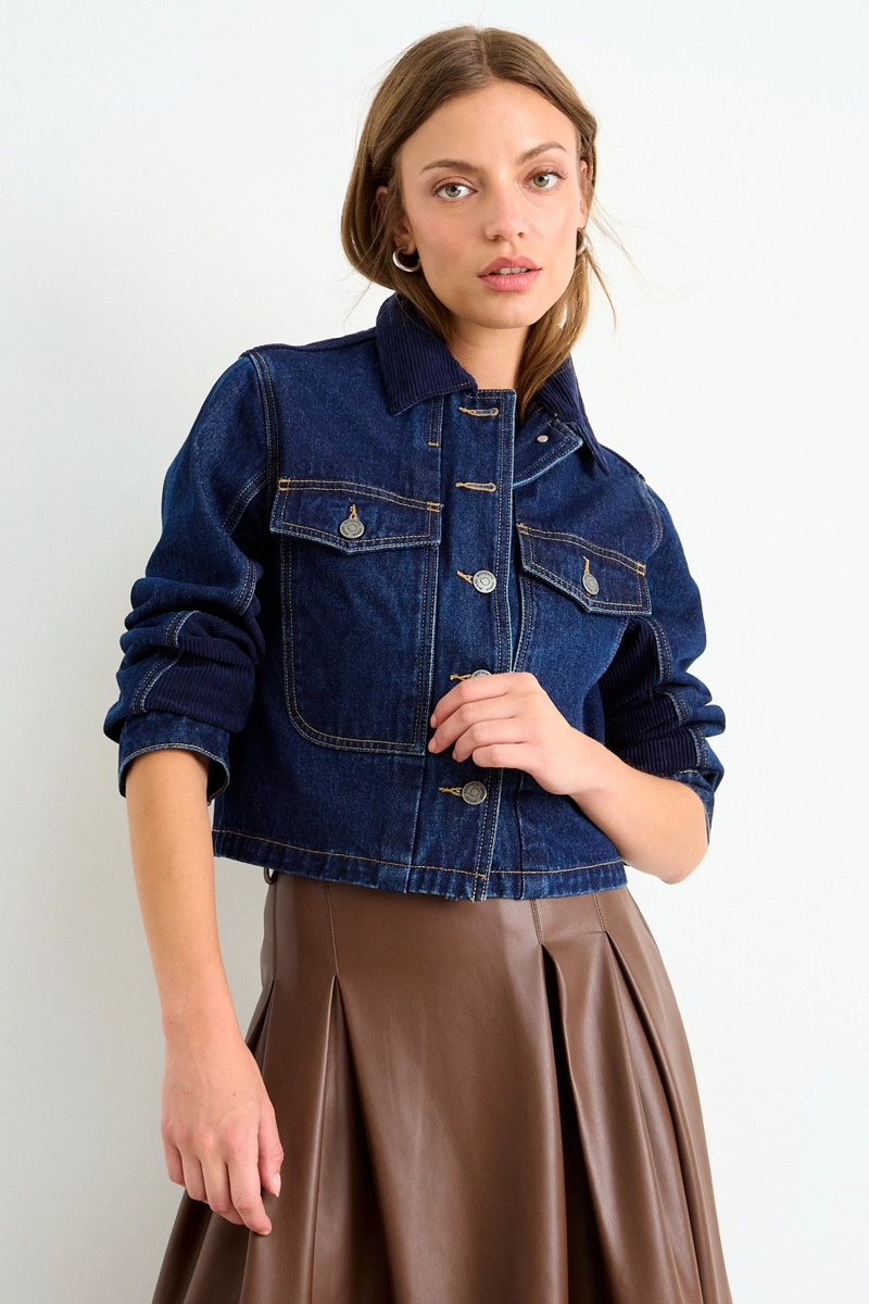 CHAQUETA DENIM COTELE AZUL MUJER IO - 1