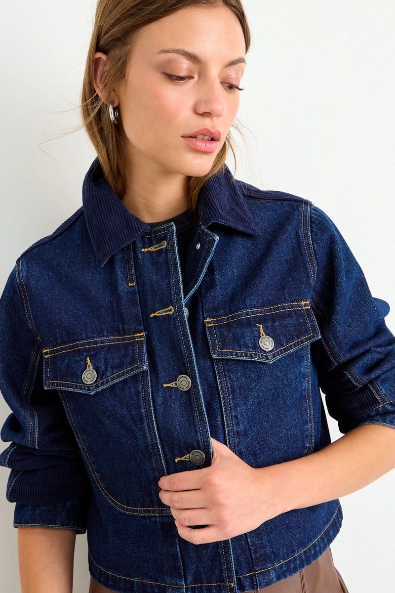 CHAQUETA DENIM COTELE AZUL MUJER IO - 2