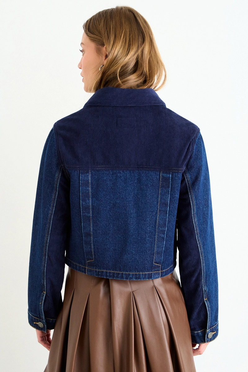 CHAQUETA DENIM COTELE AZUL MUJER IO - 3