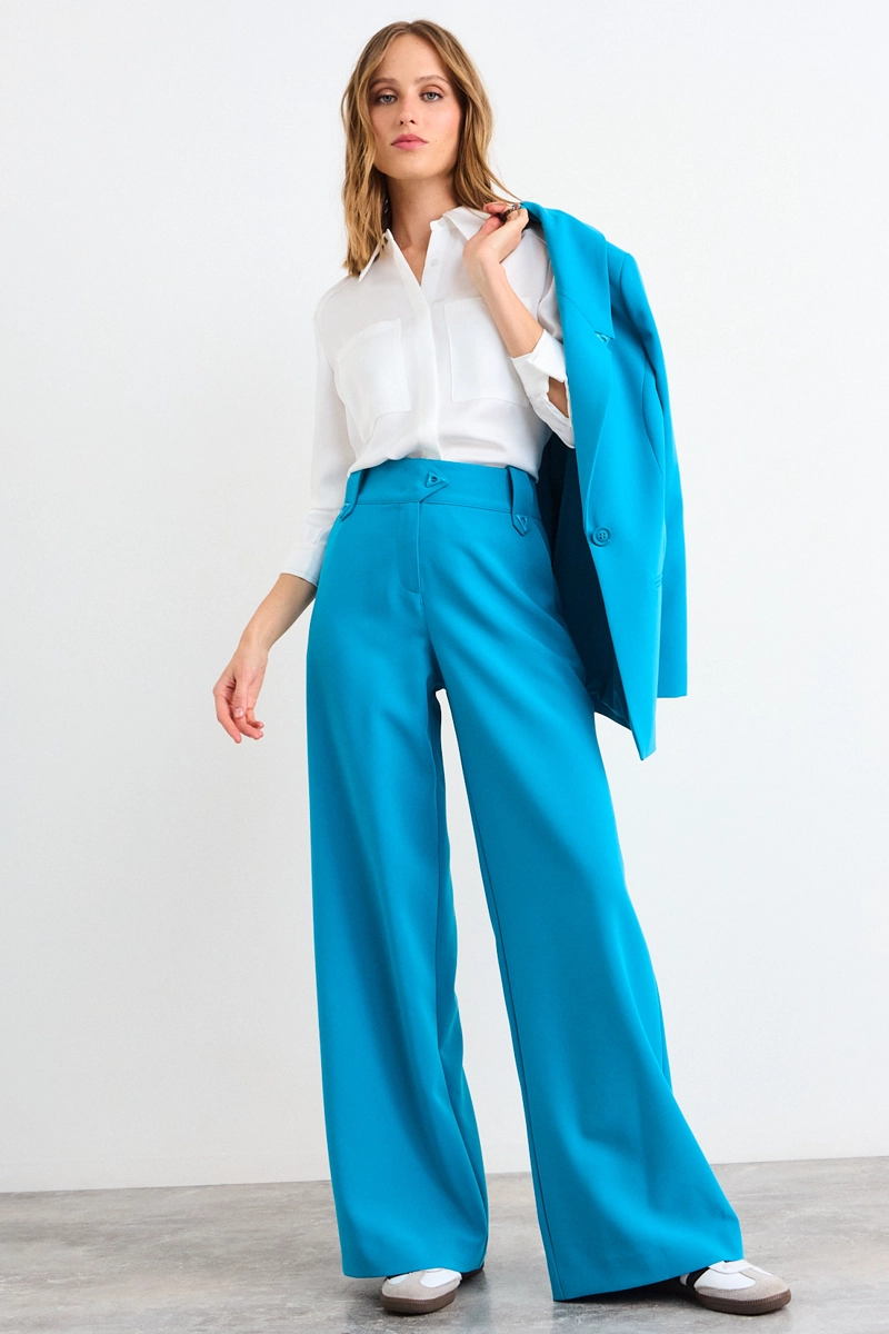 PANTALON LISO CELESTE MUJER IO - 1
