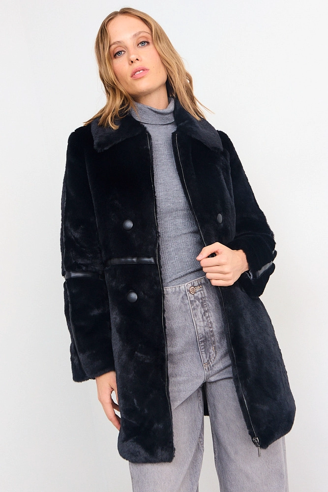 CHAQUETON LISO NEGRO MUJER IO - 1