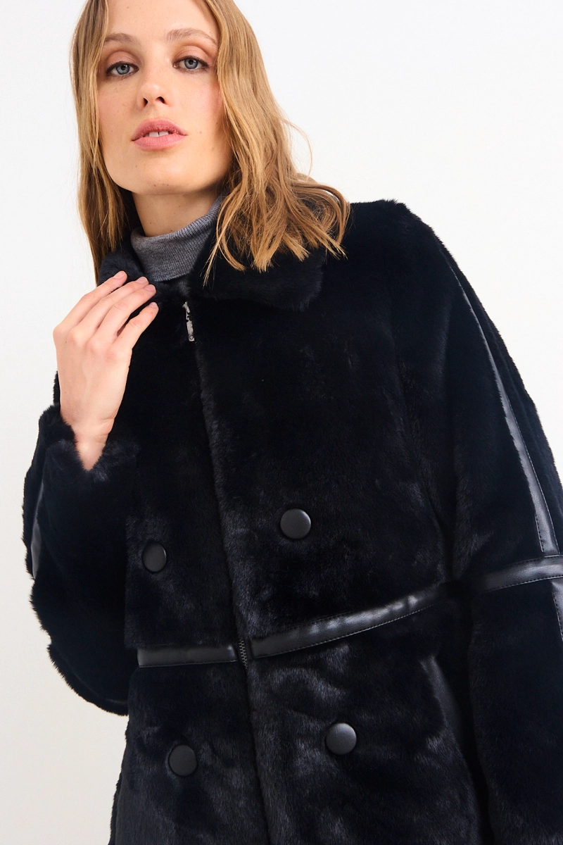 CHAQUETON LISO NEGRO MUJER IO - 2