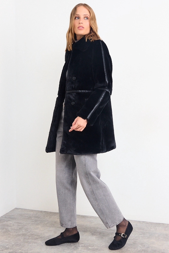 CHAQUETON LISO NEGRO MUJER IO - 4