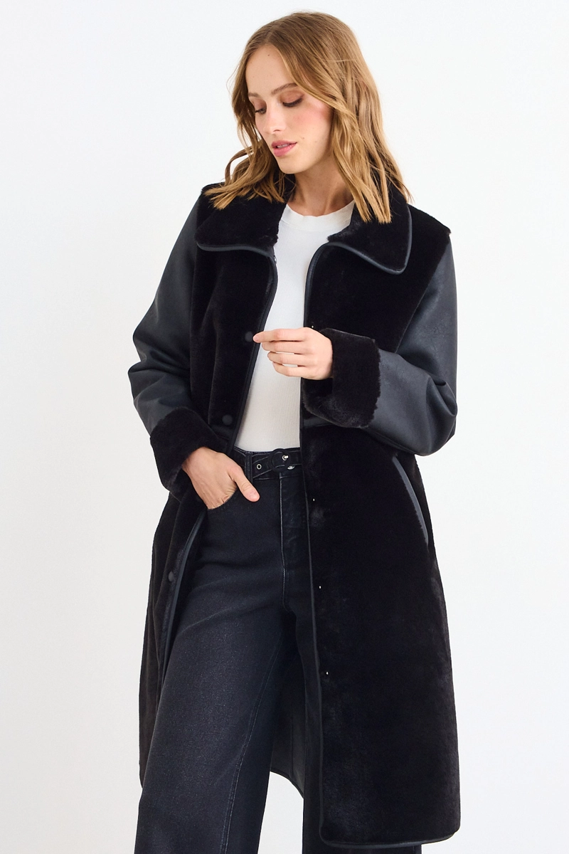 CHAQUETON LISO NEGRO MUJER IO - 1