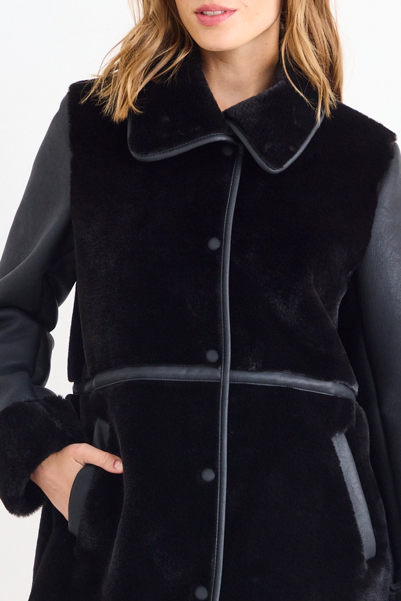 CHAQUETON LISO NEGRO MUJER IO - 2