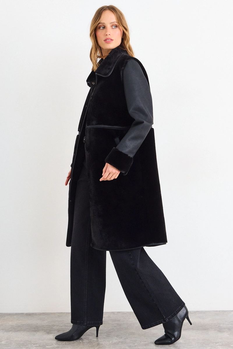 CHAQUETON LISO NEGRO MUJER IO - 3