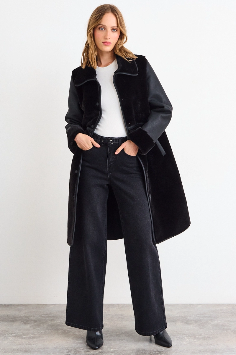 CHAQUETON LISO NEGRO MUJER IO - 5