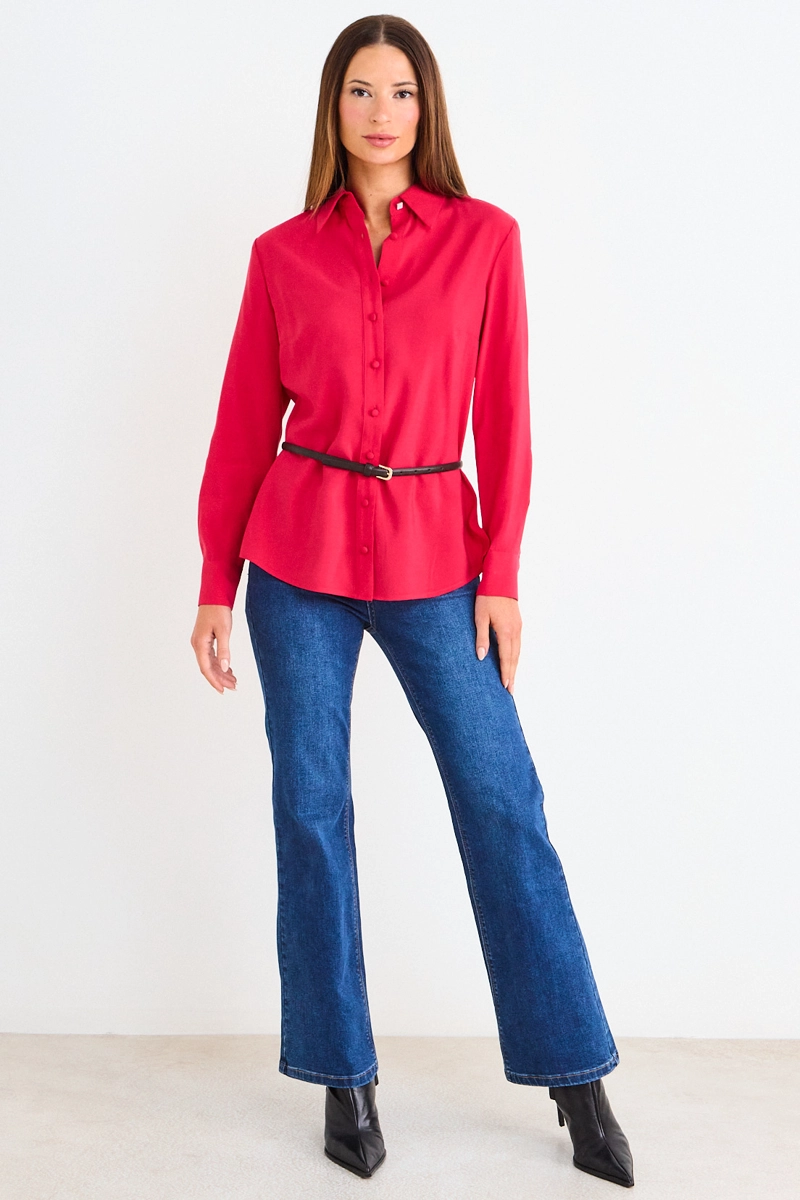 BLUSA LISA CAMISERA ROJA MUJER ASH - 4