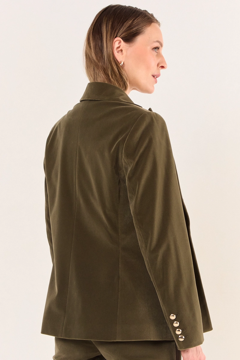 BLAZER TERCIOPELO CON BOTONES DECORATIVOS VERDE OLIVA MUJER MAGRIFFE - 4