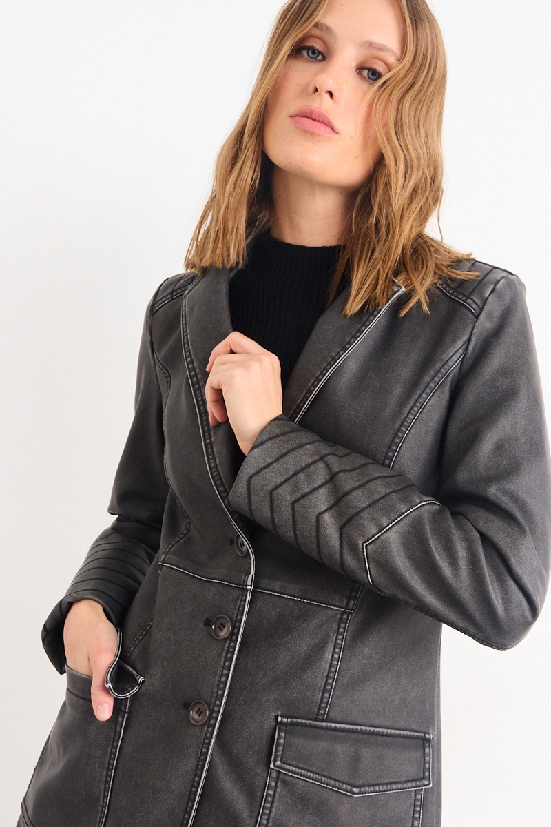 TRENCH LISO NEGRO MUJER IO - 1