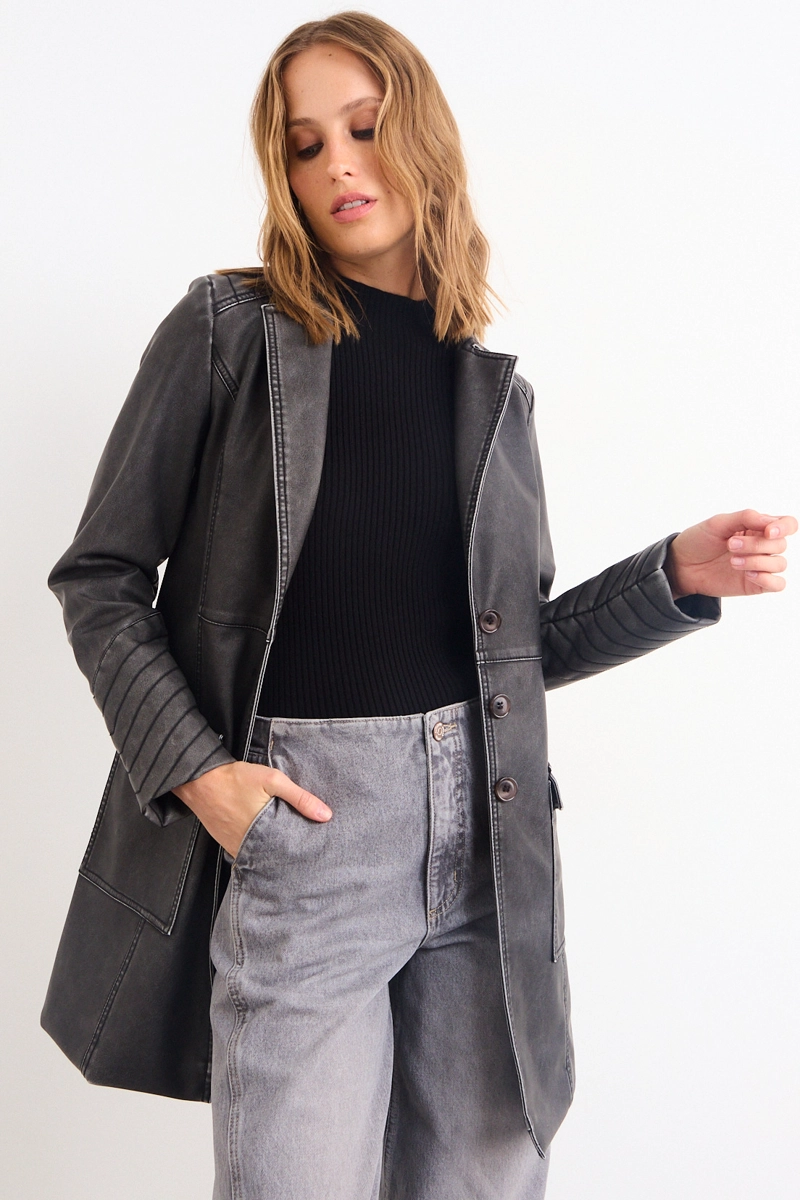 TRENCH LISO NEGRO MUJER IO - 2