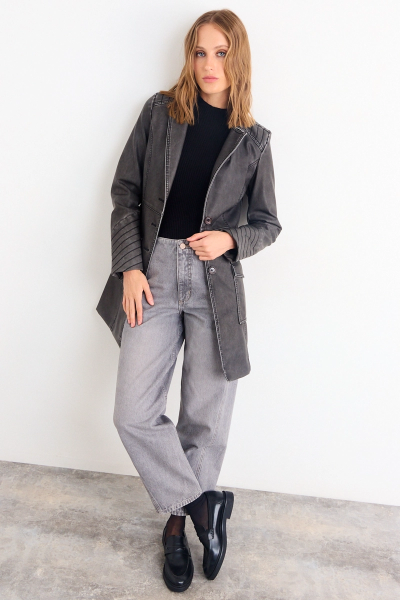 TRENCH LISO NEGRO MUJER IO - 4