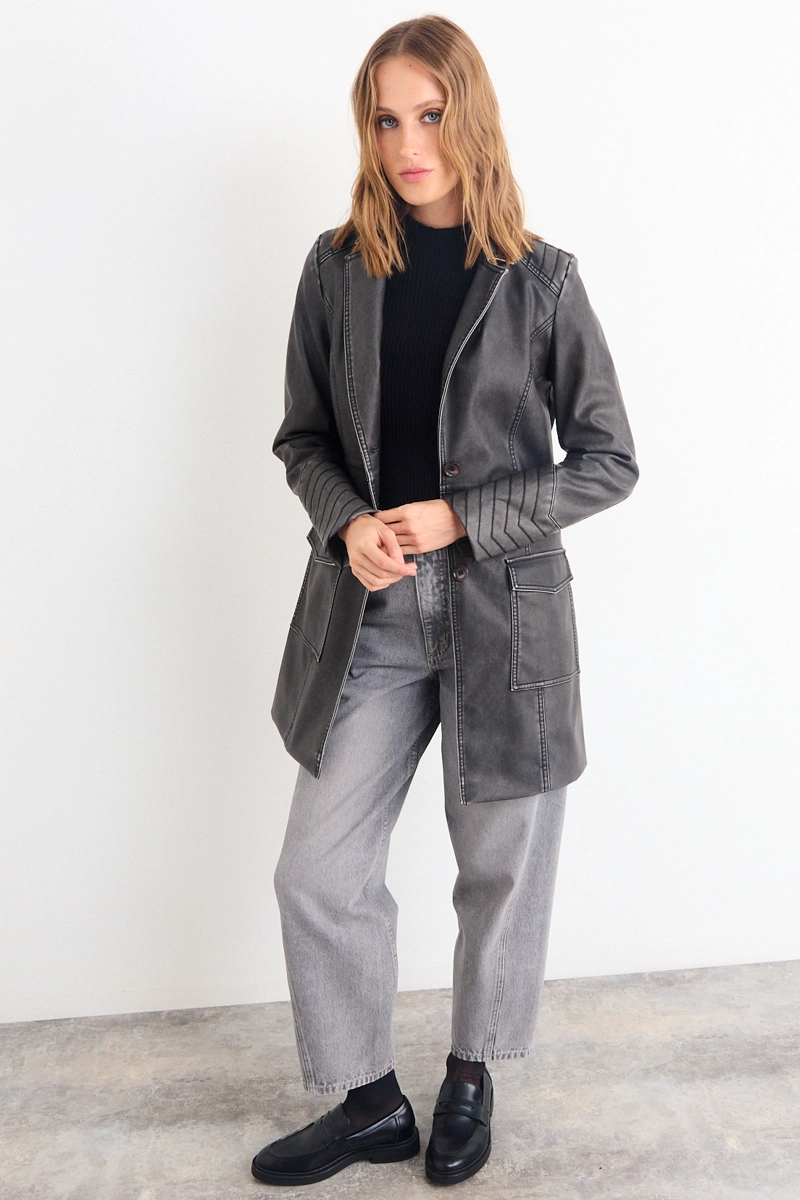 TRENCH LISO NEGRO MUJER IO - 5