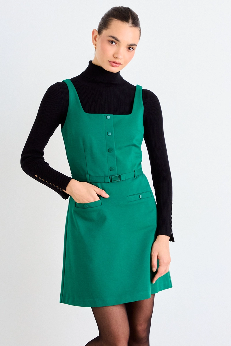 VESTIDO LISO VERDE MUJER IO - 1