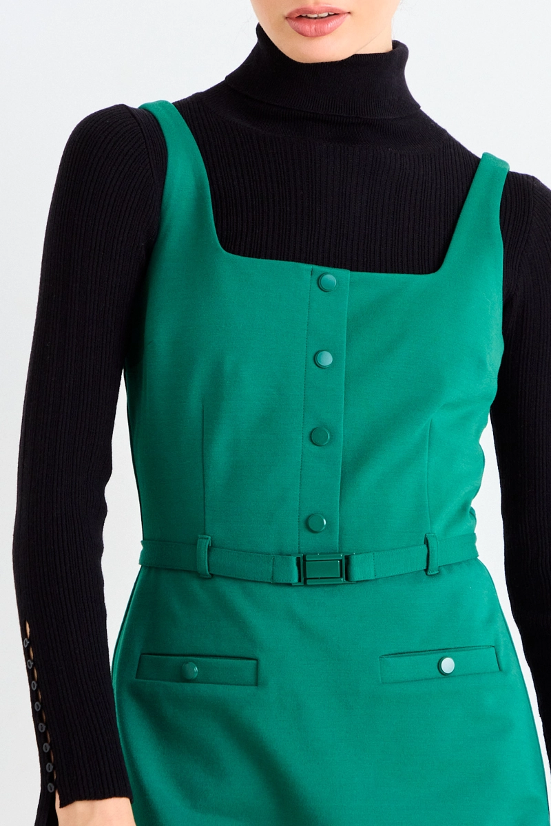 VESTIDO LISO VERDE MUJER IO - 2