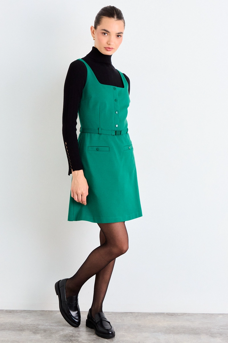 VESTIDO LISO VERDE MUJER IO - 4