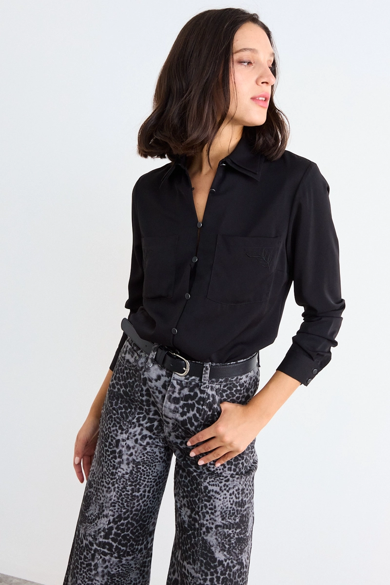 BLUSA LISA NEGRO MUJER IO - 2
