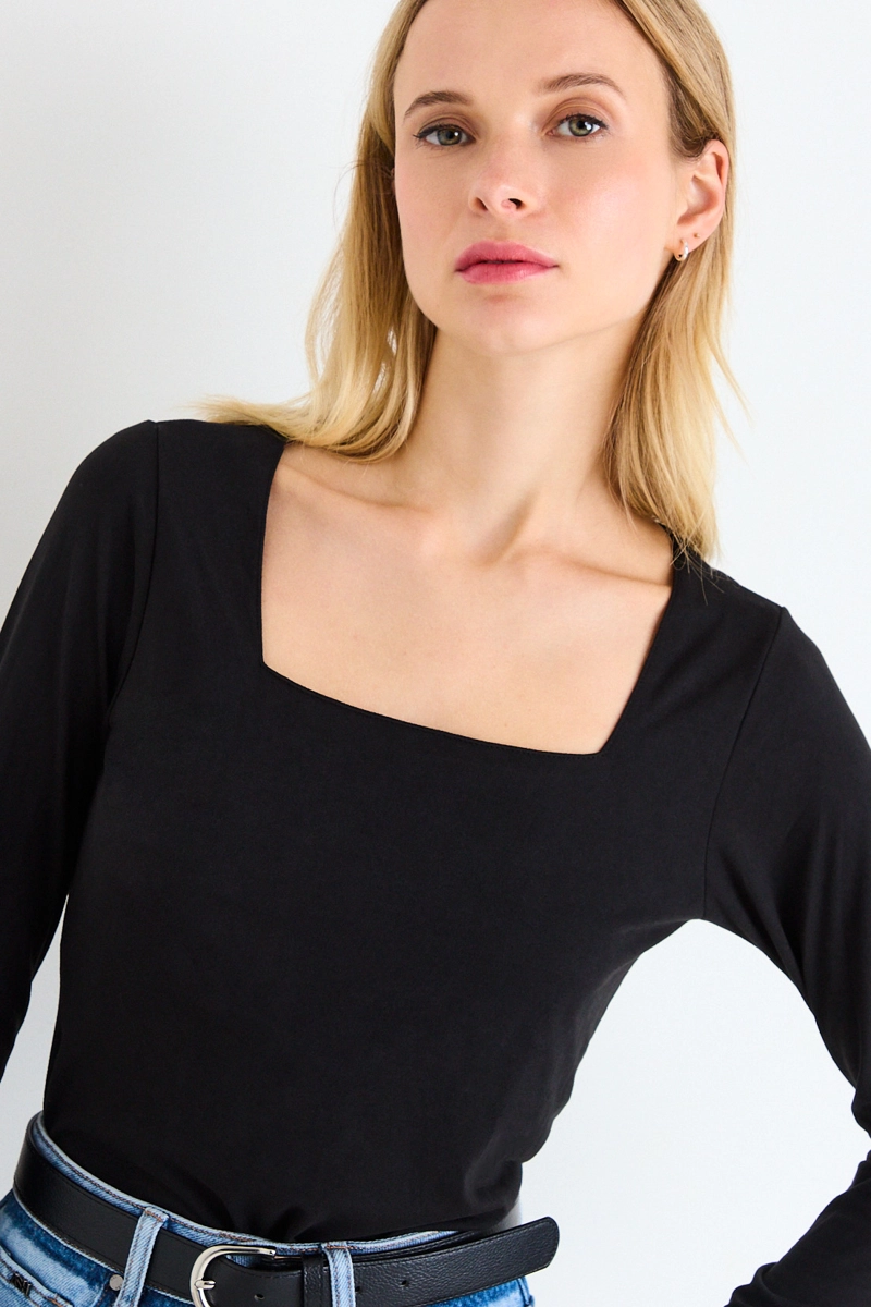 BLUSA LISA NEGRO MUJER ASH - 1