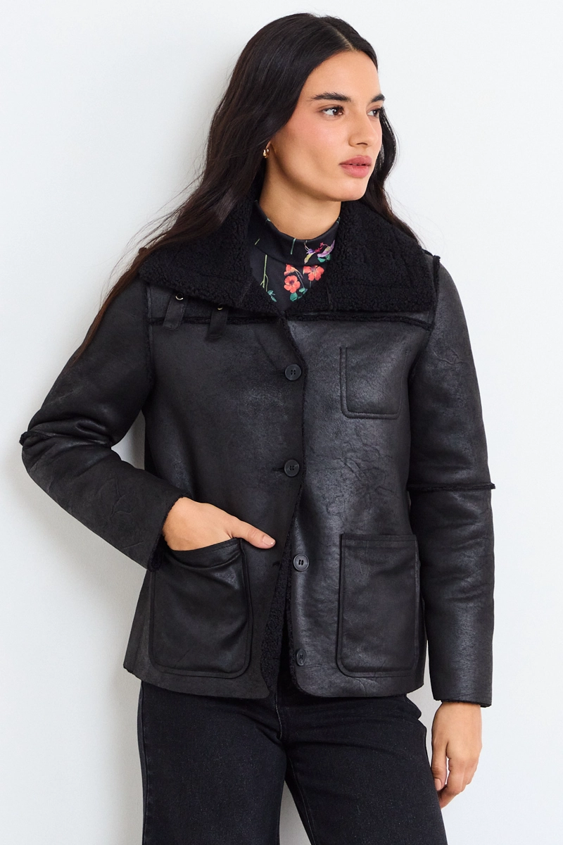 CHAQUETA LISA NEGRO MUJER IO - 1