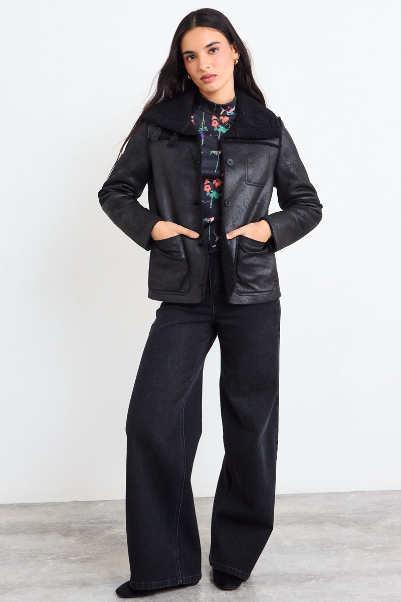 CHAQUETA LISA NEGRO MUJER IO - 4