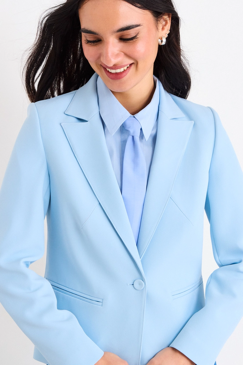BLAZER LISO CELESTE MUJER IO - 1
