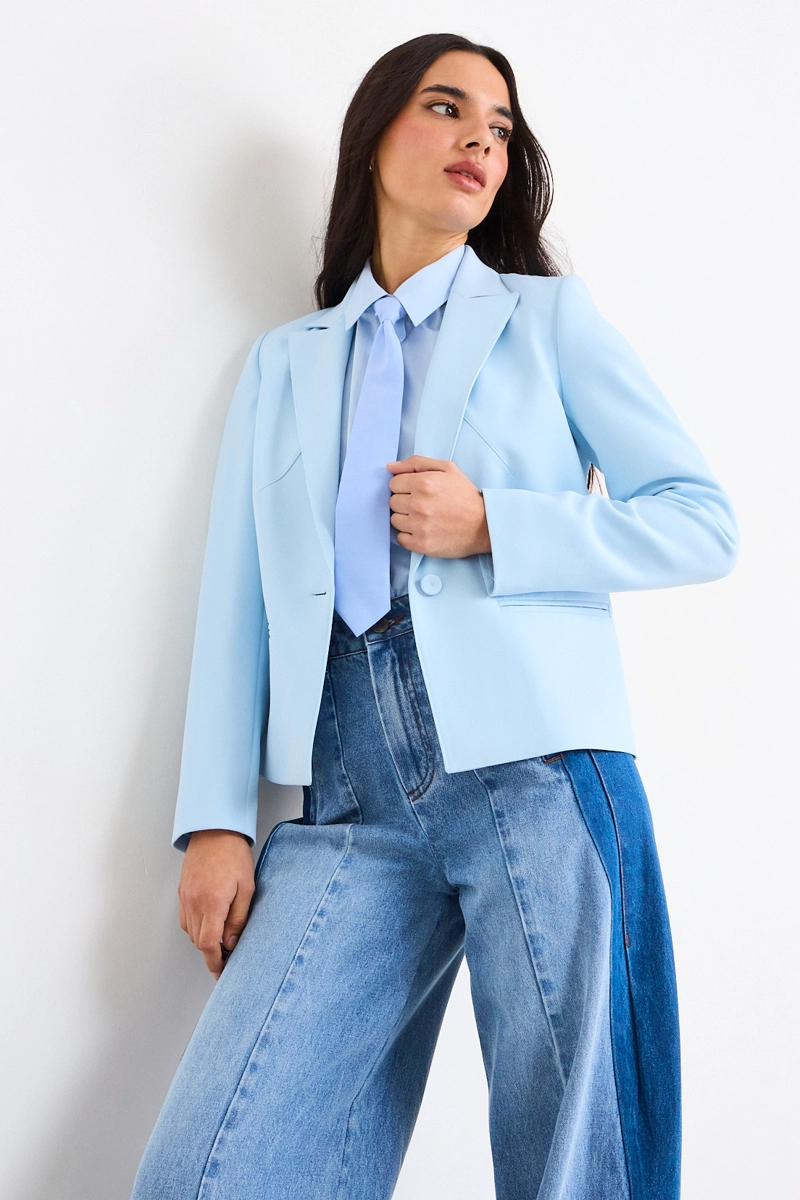 BLAZER LISO CELESTE MUJER IO - 2