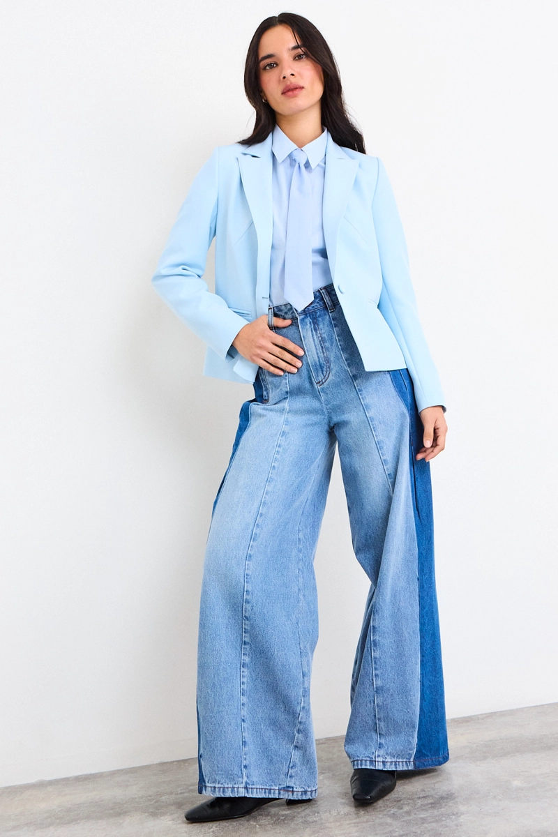BLAZER LISO CELESTE MUJER IO - 4