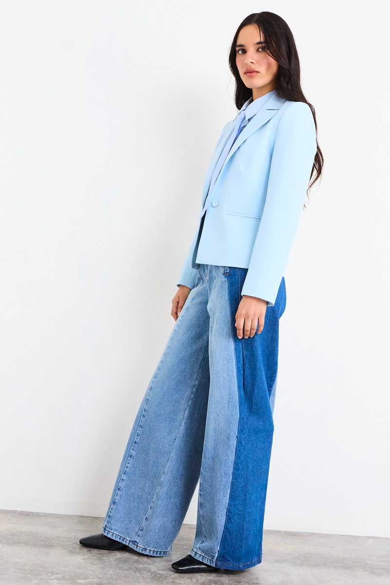 BLAZER LISO CELESTE MUJER IO - 5