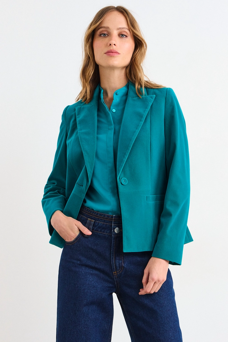 BLAZER LISO CELESTE MUJER IO - 1
