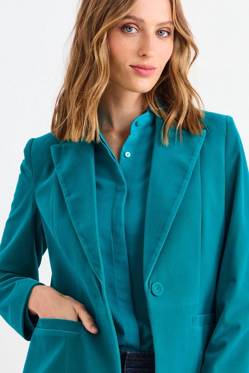BLAZER LISO CELESTE MUJER IO - 2