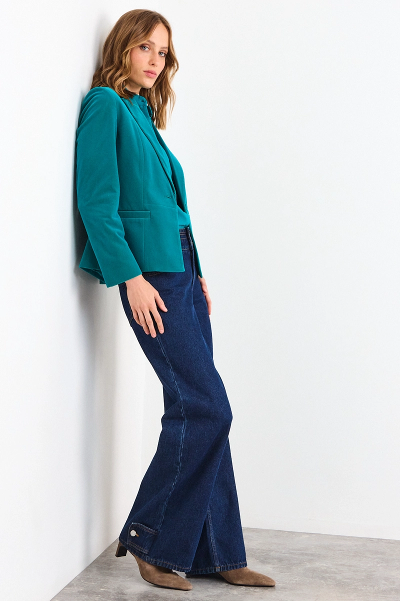 BLAZER LISO CELESTE MUJER IO - 4