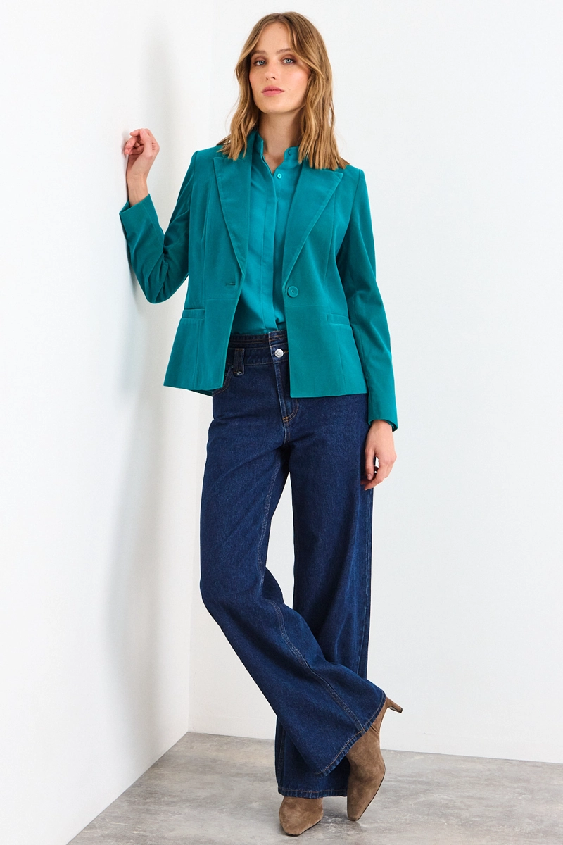 BLAZER LISO CELESTE MUJER IO - 5