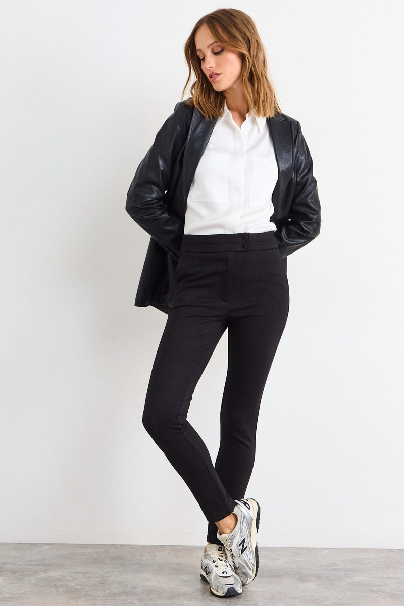 PANTALON LISO NEGRO MUJER IO - 1