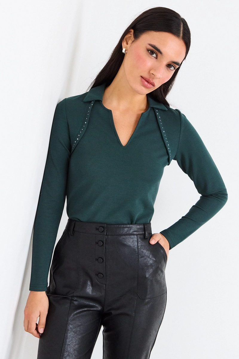 POLERA LISA VERDE MUJER IO - 1
