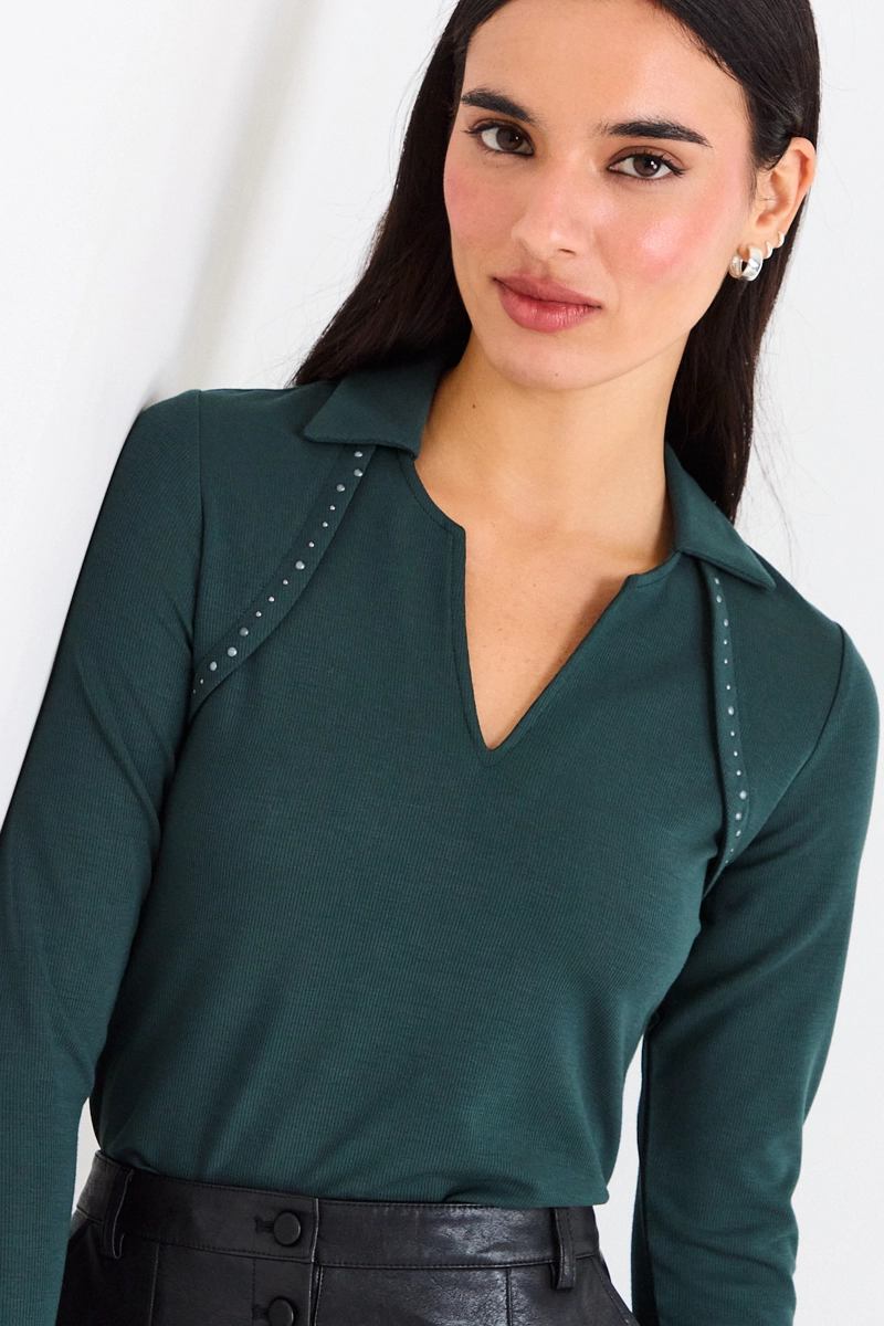 POLERA LISA VERDE MUJER IO - 2