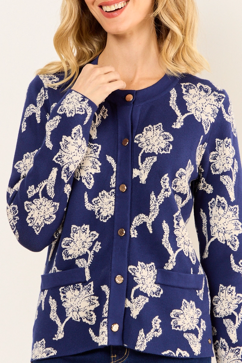 CHALECO TEXTURA FLORAL AZUL MUJER MA GRIFFE - 2