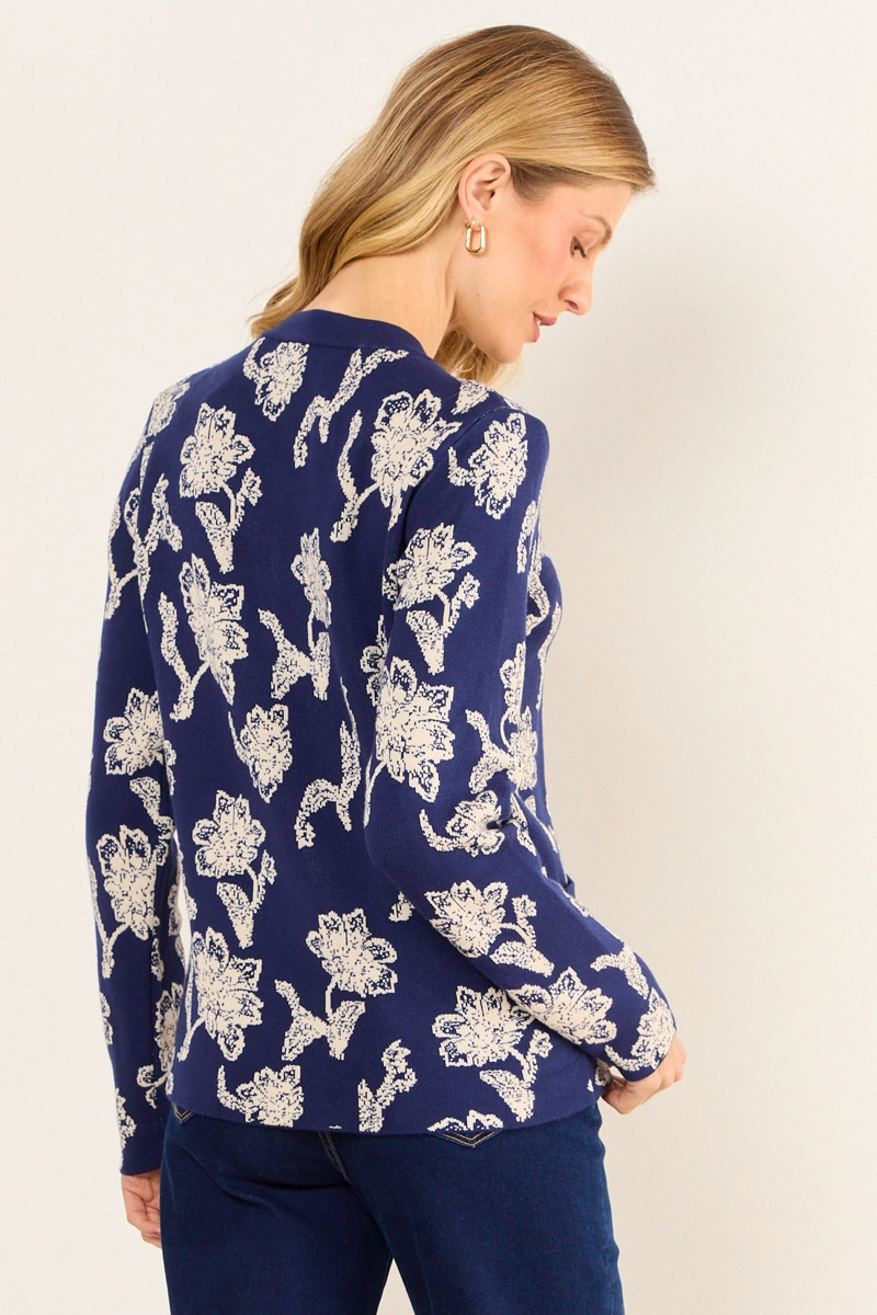CHALECO TEXTURA FLORAL AZUL MUJER MA GRIFFE - 3