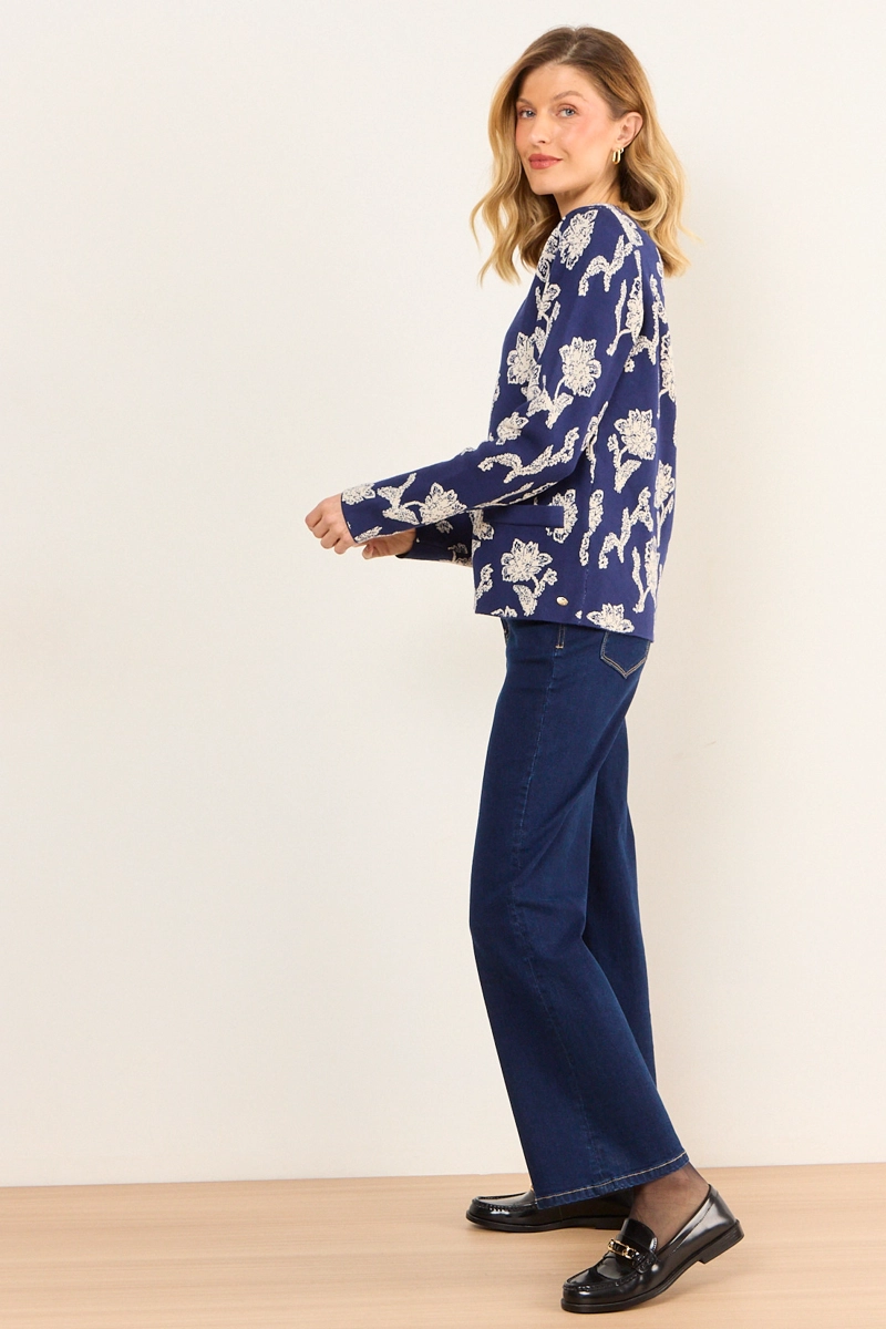 CHALECO TEXTURA FLORAL AZUL MUJER MA GRIFFE - 5