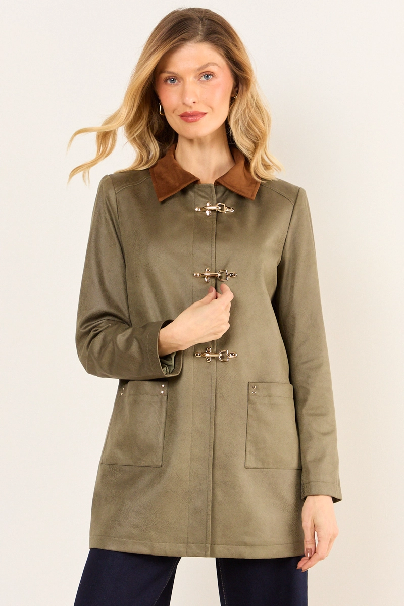 TRENCH CUELLO CONTRATONO VERDE OLIVA MUJER MA GRIFFE - 1
