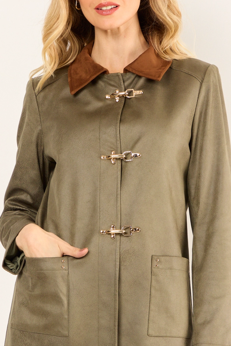 TRENCH CUELLO CONTRATONO VERDE OLIVA MUJER MA GRIFFE - 2