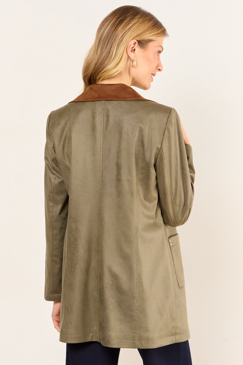 TRENCH CUELLO CONTRATONO VERDE OLIVA MUJER MA GRIFFE - 3